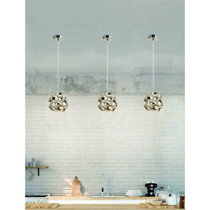 Open Design OR80179 - Pendente com cabo CARERA 1xG9/7W/230V diâmetro 15 cm cromo brilhante