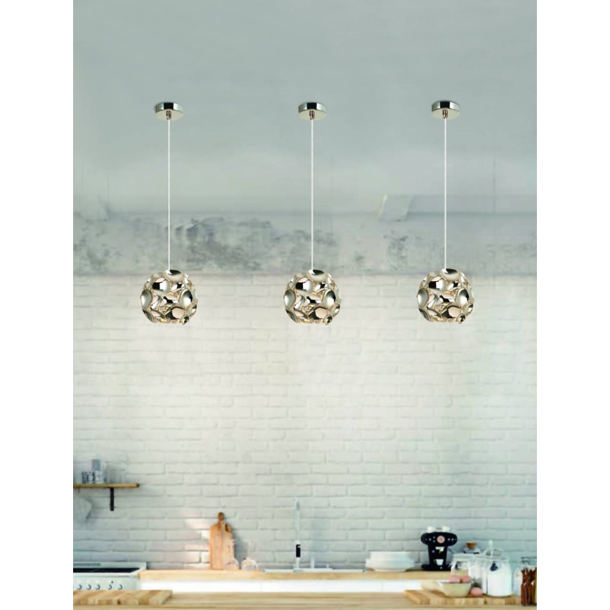 Open Design OR80179 - Pendente com cabo CARERA 1xG9/7W/230V diâmetro 15 cm cromo brilhante