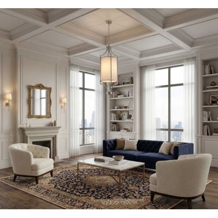 Open Design OR80551 - Lustre em corrente LUNGA 1xE27/15W/230V cromo brilhante/branco