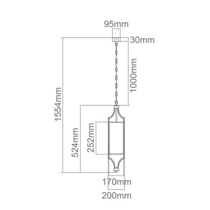 Open Design OR80551 - Lustre em corrente LUNGA 1xE27/15W/230V cromo brilhante/branco