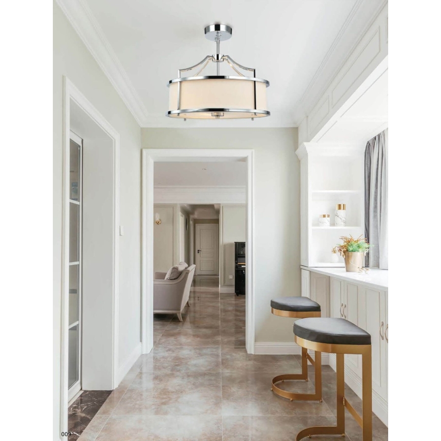 Open Design OR80872 - Lustre de haste STANZA 4xE27/15W/230V, Ø 55 cm, cromado brilhante/branco
