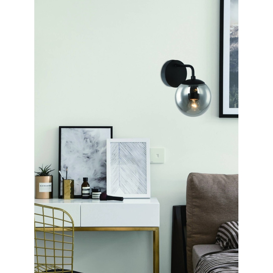 Open Design OR81411 - Aplique de parede BAO 1xE27/8W/230V preto/cinza fumê
