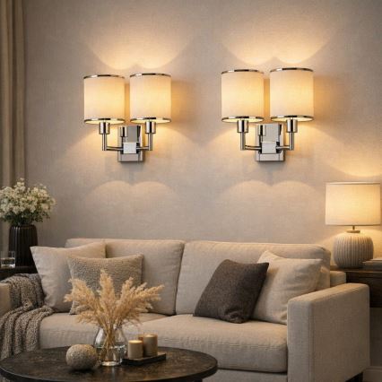 Open Design OR81497 - Candeeiro de parede CASA 2xE14/12W/230V cromo brilhante/creme