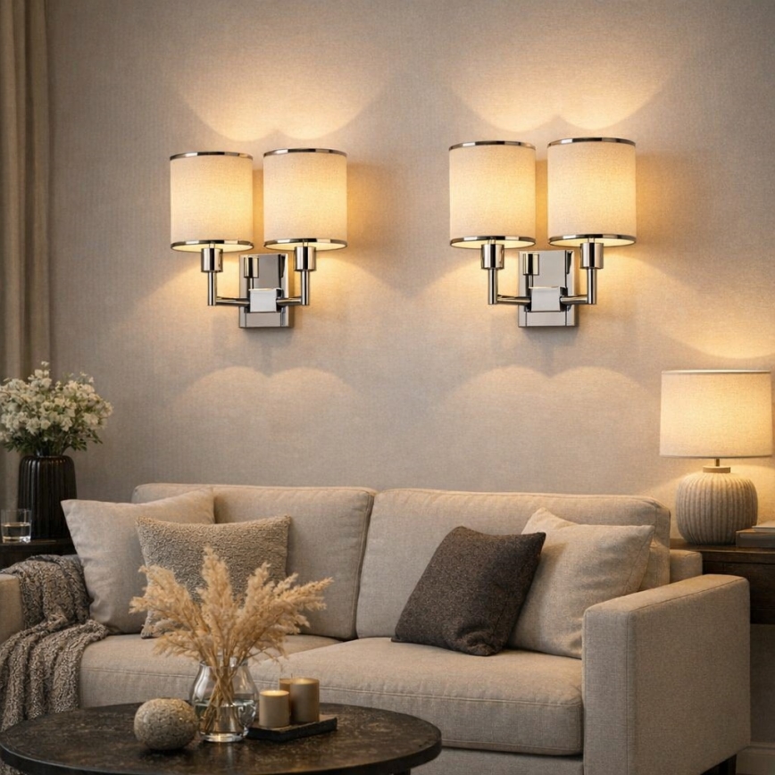 Open Design OR81497 - Candeeiro de parede CASA 2xE14/12W/230V cromo brilhante/creme