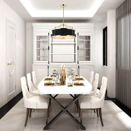 Open Design OR84146 - Lustre em haste STANZA 4xE27/15W/230V Ø 55 cm dourado/preto