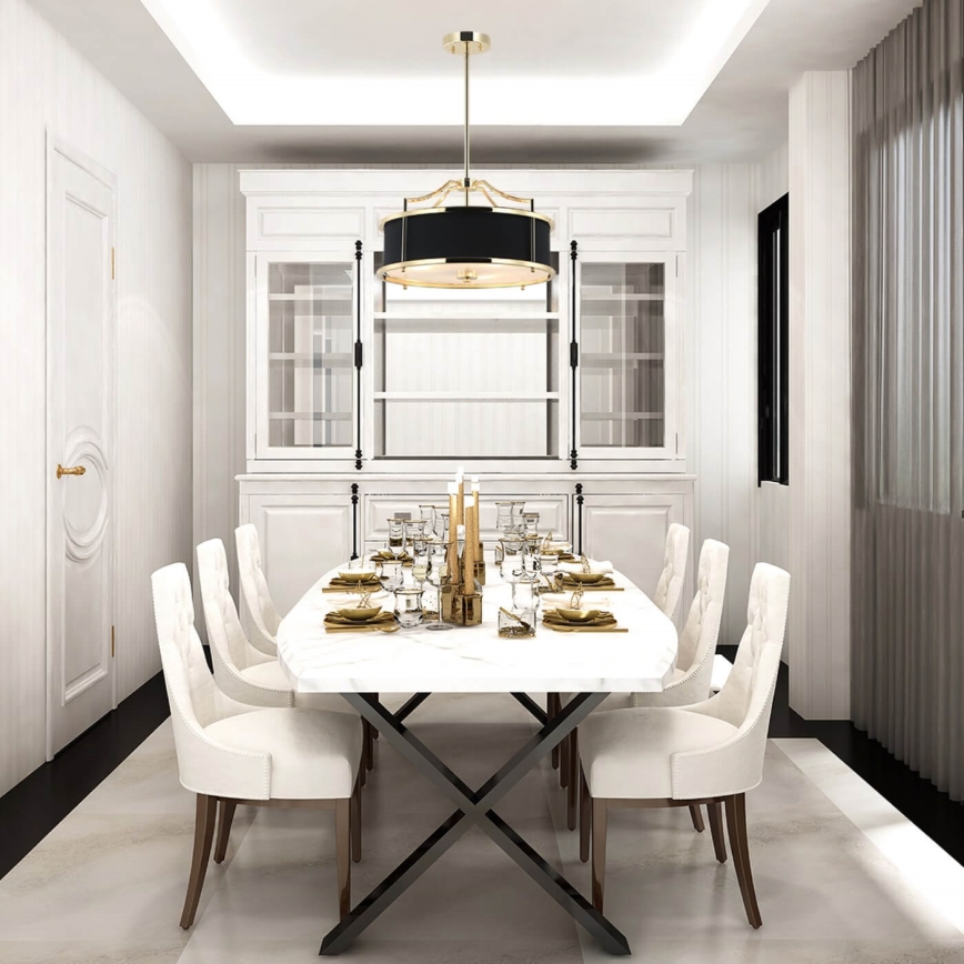 Open Design OR84146 - Lustre em haste STANZA 4xE27/15W/230V Ø 55 cm dourado/preto