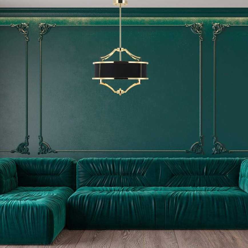 Open Design OR84160 - Lustre em haste STESSO 4xE27/15W/230V, Ø 55 cm, dourado/preto