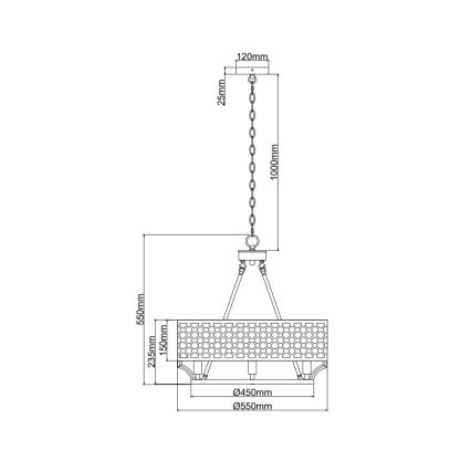Open Design OR84382 - Lustre com corrente VERNO 6xE14/12W/230V Ø 55 cm latão