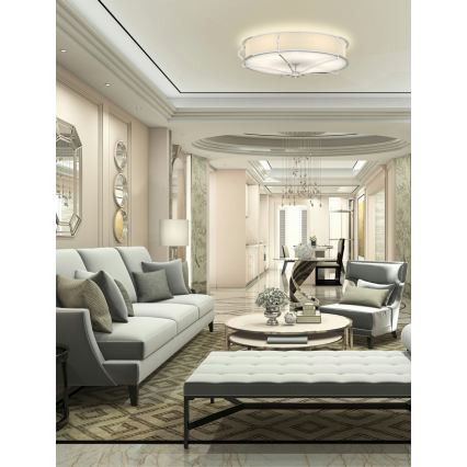 Open Design OR84429 - Candeeiro de teto STESSO 6xE27/12W/230V, diâmetro 85 cm, cromado brilhante/branco