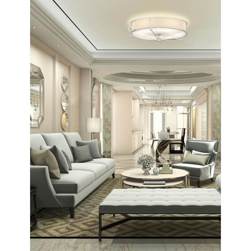 Open Design OR84429 - Candeeiro de teto STESSO 6xE27/12W/230V, diâmetro 85 cm, cromado brilhante/branco