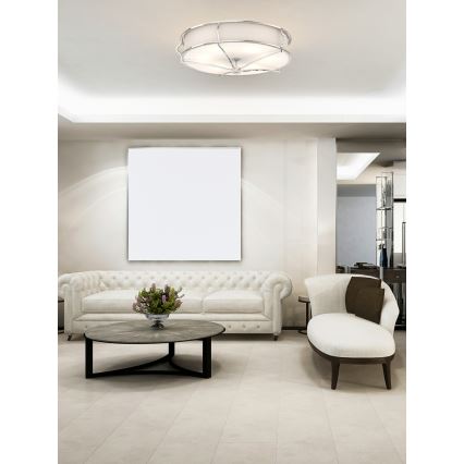 Open Design OR84429 - Candeeiro de teto STESSO 6xE27/12W/230V, diâmetro 85 cm, cromado brilhante/branco