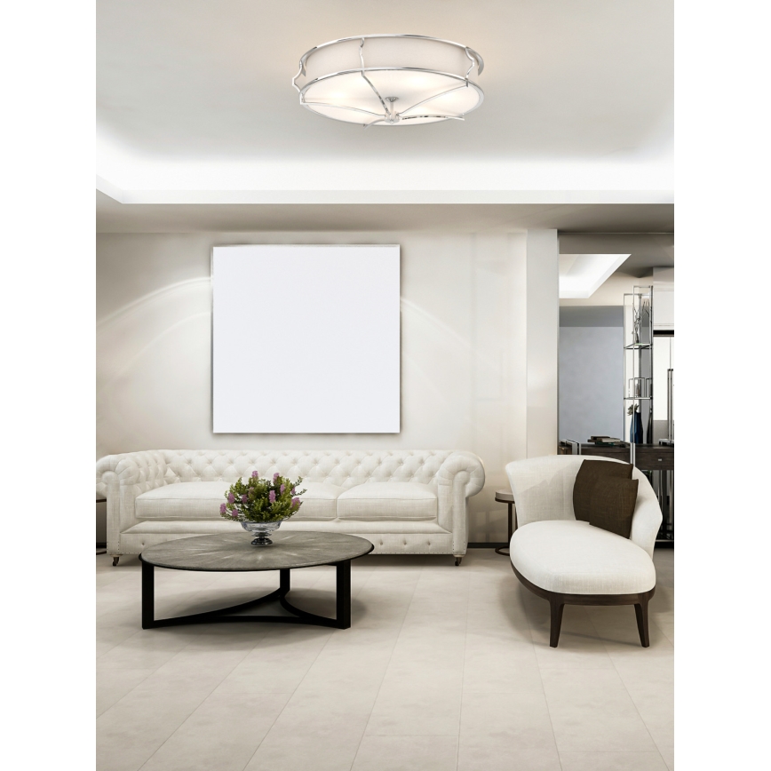 Open Design OR84429 - Candeeiro de teto STESSO 6xE27/12W/230V, diâmetro 85 cm, cromado brilhante/branco