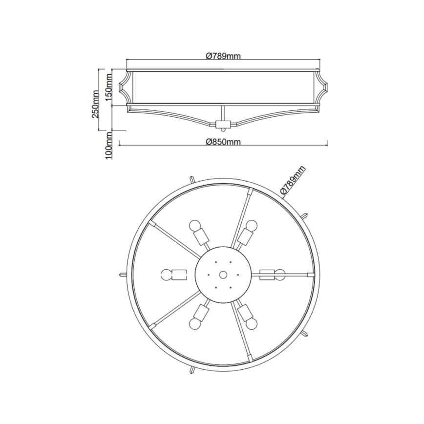 Open Design OR84429 - Candeeiro de teto STESSO 6xE27/12W/230V, diâmetro 85 cm, cromado brilhante/branco