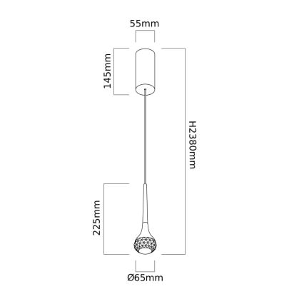 Open Design OR84795 - Candeeiro suspenso por cabo CRIMA LED/7W/230V, preto