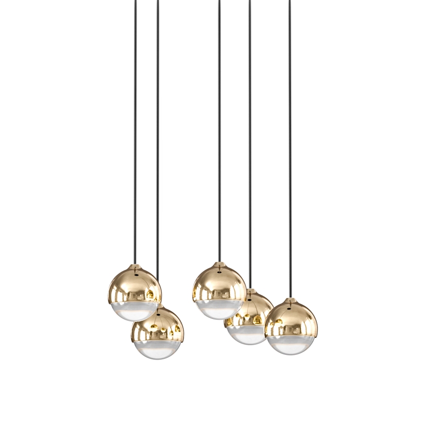 Open Design OR85518 - Lustre LED suspenso por cabo BOLICINA 5xLED/5W/230V dourado/preto