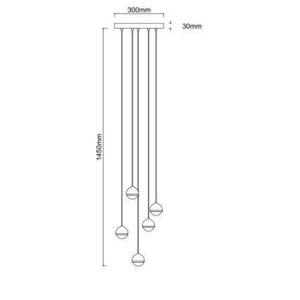Open Design OR85518 - Lustre LED suspenso por cabo BOLICINA 5xLED/5W/230V dourado/preto