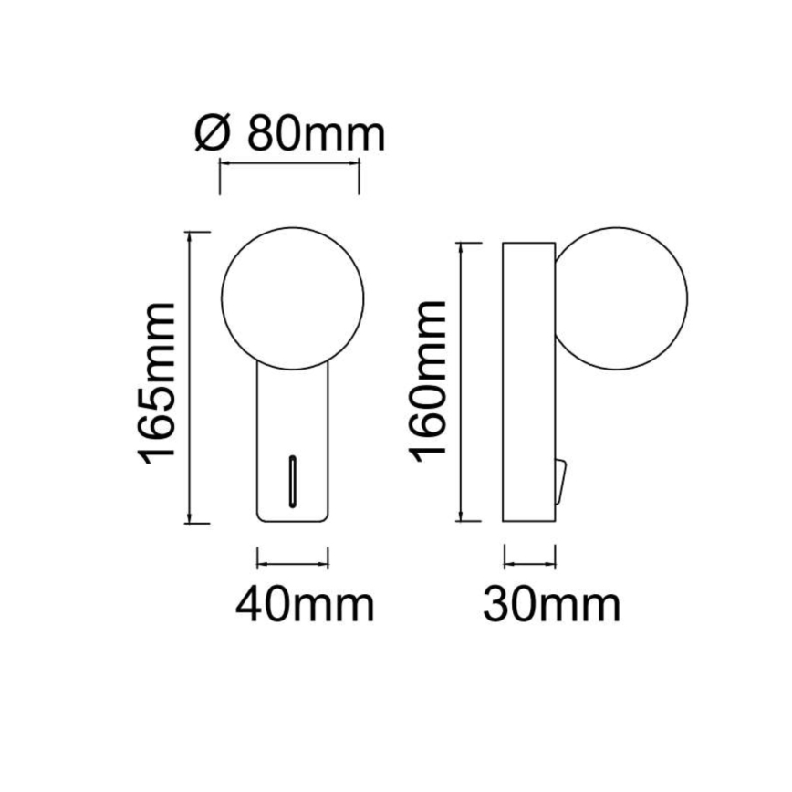 Open Design OR85556 - Aplique de parede para casa de banho BOLETTA 1xG9/8W/230V IP44 preto
