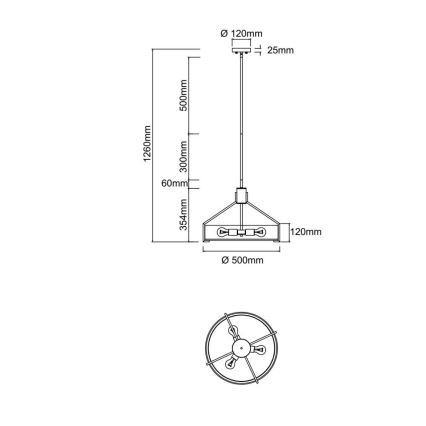 Open Design OR85624 - Lustre de haste DORETTO 4xE27/15W/230V Ø 50 cm cromado fosco/branco