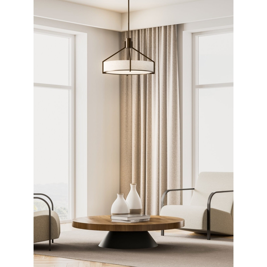Open Design OR85679 - Lustre de haste DORETTO 6xE27/15W/230V Ø 70 cm castanho/bege