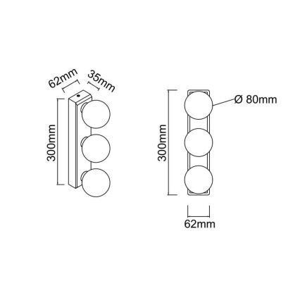 Open Design OR85709 - Aplique de parede para casa de banho MERINO 3xG9/8W/230V 30 cm IP44 cromado brilhante