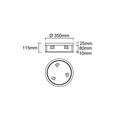 Open Design OR85792 - Candeeiro de teto SANDRO 3xE14/12W/230V Ø 35 cm cromado mate