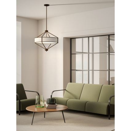 Open Design OR85846 - Lustre de haste ZUNDO 4xE27/15W/230V castanho/bege