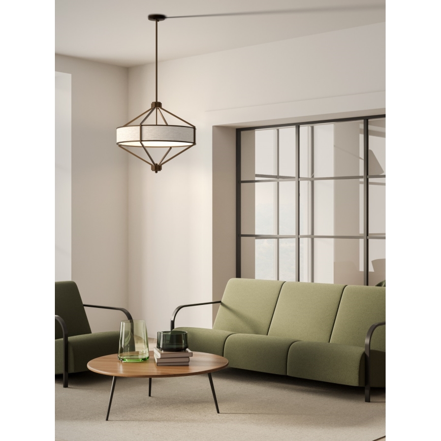 Open Design OR85846 - Lustre de haste ZUNDO 4xE27/15W/230V castanho/bege