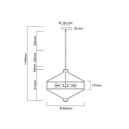 Open Design OR85846 - Lustre de haste ZUNDO 4xE27/15W/230V castanho/bege
