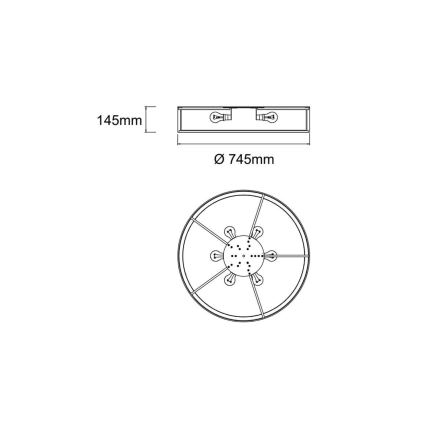 Open Design OR86065 - Candeeiro de teto ZALINDRO 6xE27/15W/230V diâmetro 74,5 cm branco/cromado brilhante