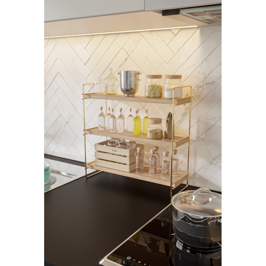 Organizador de prateleiras 45x40 cm dourado/castanho