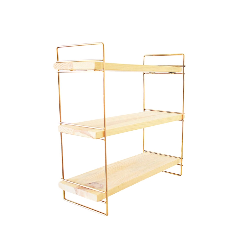 Organizador de prateleiras 45x40 cm dourado/castanho