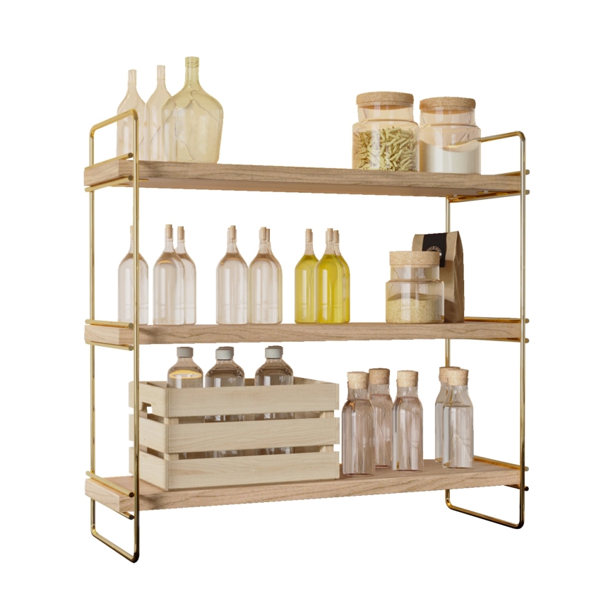 Organizador de prateleiras 45x40 cm dourado/castanho