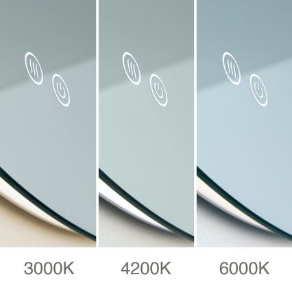 Espelho de parede para casa de banho com aquecimento LED e iluminação integrada FOCUS LED/25W/230V 3000/4200/6000K diâmetro 60 cm IP44