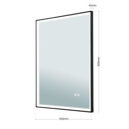 Espelho de parede para casa de banho com aquecimento LED e iluminação integrada FRAME LED/48W/230V 3000/4000/6000K 60x45 cm IP44