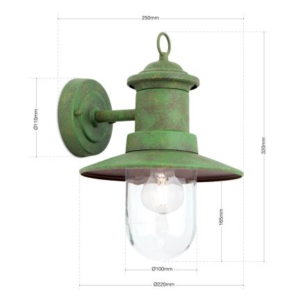 Candeeiro de parede exterior LEONIE 1xE27/60W/230V IP44 verde