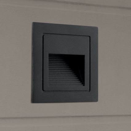 Luminária Embutida LED LORO LED/2W/230V IP65 preta