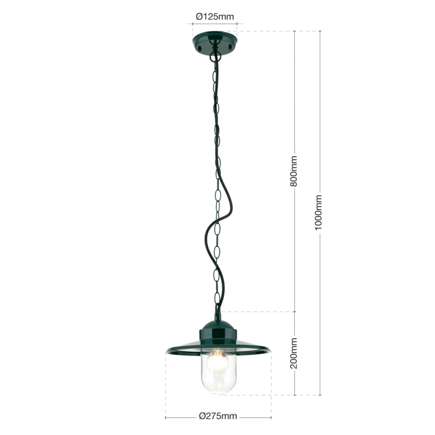 Iluminação suspensa exterior EDWARD 1xE27/60W/230V IP44 verde