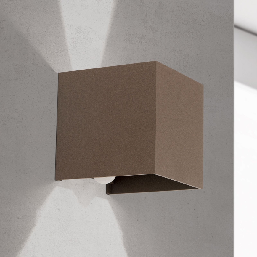 Aplique de parede exterior com sensor de movimento e de crepúsculo CUBE-S LED/13W/230V IP54 castanho