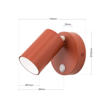 Aplique de parede orientável PENN 1xGU10/13W/230V, cor tijolo