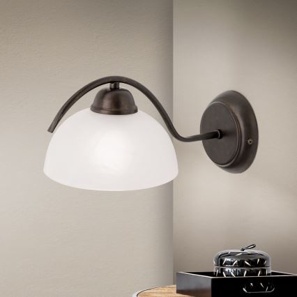 Aplique de parede RULA 1xE27/40W/230V branco/bronze