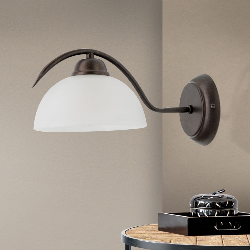 Aplique de parede RULA 1xE27/40W/230V branco/bronze