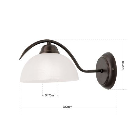 Aplique de parede RULA 1xE27/40W/230V branco/bronze