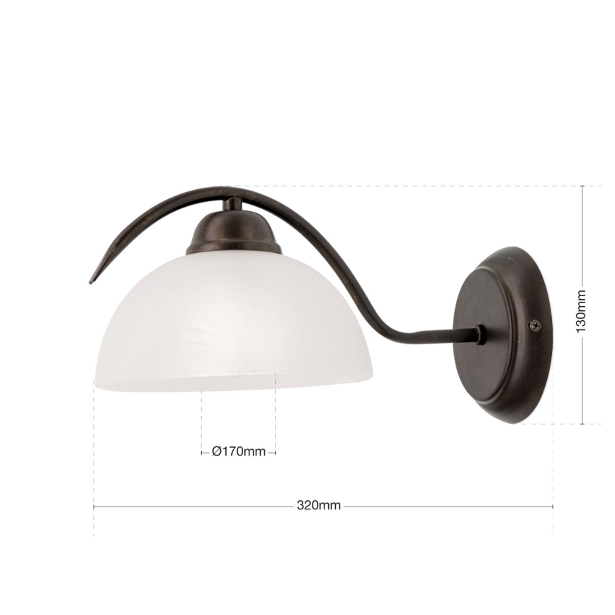 Aplique de parede RULA 1xE27/40W/230V branco/bronze