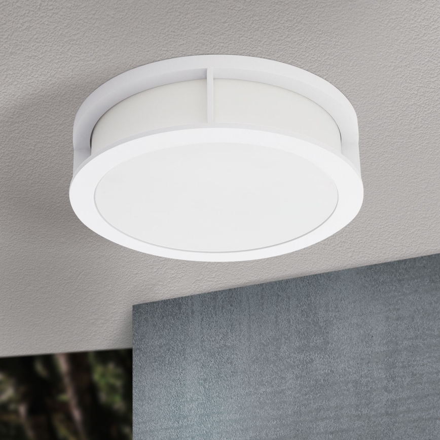 Candeeiro de exterior HENRY 2xE27/15W/230V Ø 30 cm IP44 branco
