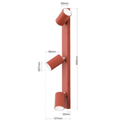 Candeeiro de focos PENN 3xGU10/13W/230V cor tijolo