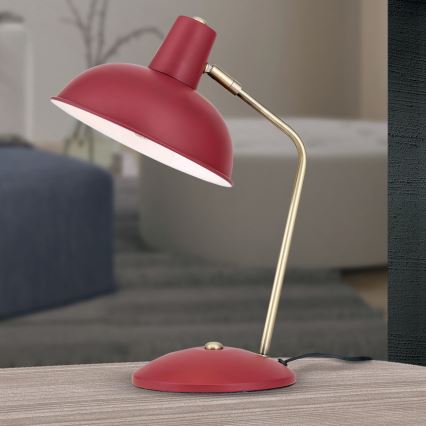Candeeiro de mesa FEDRA 1xE14/40W/230V vermelho/latão