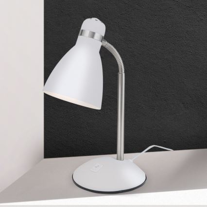 Orion - Candeeiro de mesa SCHOOL 1xE27/40W/230V branco/cromado fosco