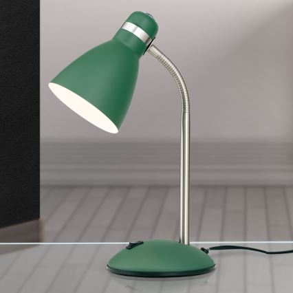 Candeeiro de Mesa SCHOOL 1xE27/40W/230V verde/cromado fosco