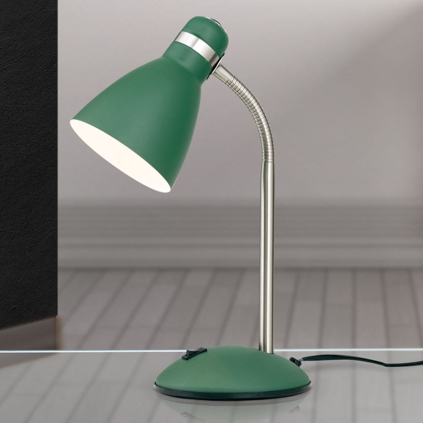 Candeeiro de Mesa SCHOOL 1xE27/40W/230V verde/cromado fosco
