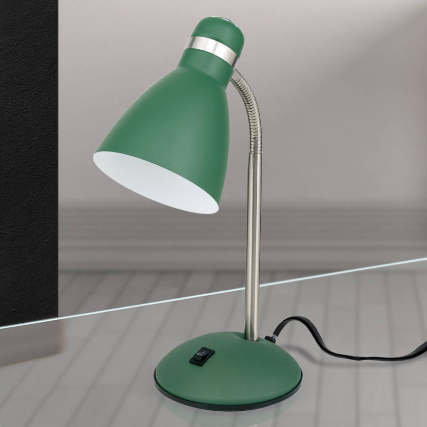 Candeeiro de Mesa SCHOOL 1xE27/40W/230V verde/cromado fosco
